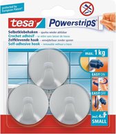 6x Tesa Powerstrips ronde haken chroom small - Klusbenodigdheden - Huishouden - Verwijderbare haken - Opplak haken 6 stuks