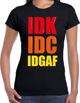 IDGAF / I Dont Give A Fuck fun tekst t-shirt zwart dames 2XL