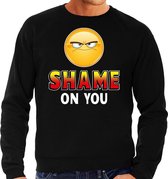 Funny emoticon sweater Shame on you zwart heren S (48)