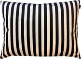 Sierkussen - Pillow Cover Velvet Black-creme Stripe - Zwart - 70 Cm X 50 Cm