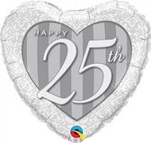 Folieballon 25 jaar getrouwd zilver hart