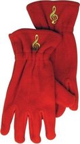 Fleece handschoenen met vioolsleutel, rood Maat S/M