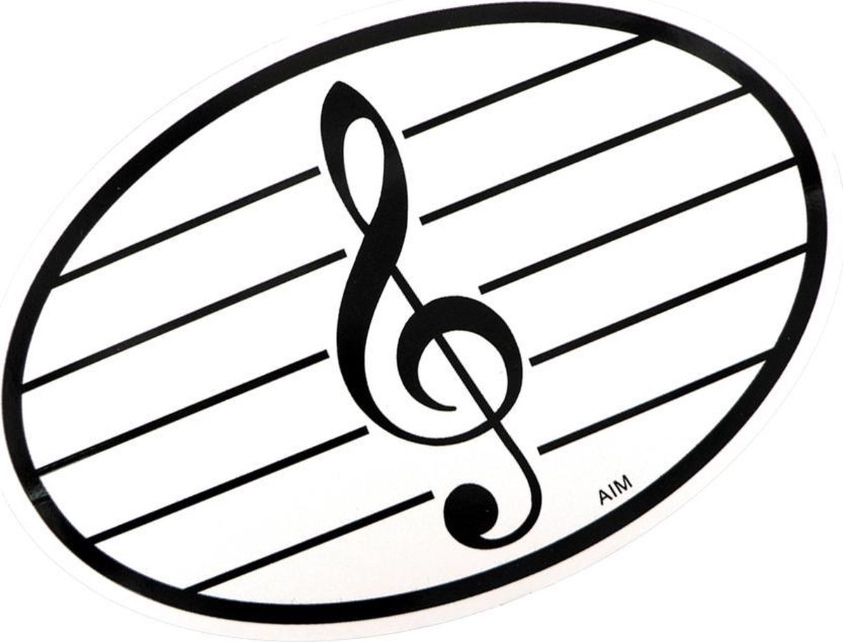 Ovalen sticker vioolsleutel