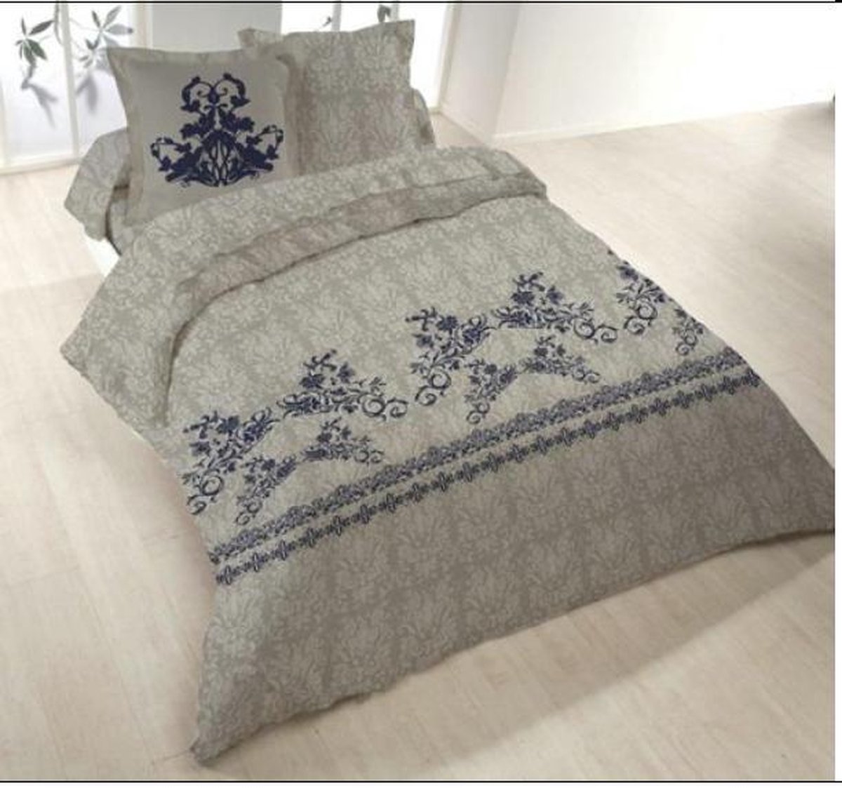 Housse de couette 220 x 220 2 quadrants (Beige)