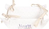 Clayre & Eef Broodmand 35x35x8 cm Paars Wit Katoen Vierkant Lavendel Cadeau keuken