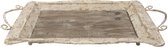 Clayre & Eef Decoratief Dienblad 65*40*9 cm Bruin Hout, Ijzer Rechthoek Krullen Serveerschaal
