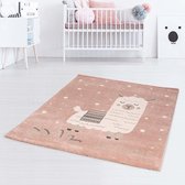 Vloerkleed kinderkamer Lama - roze/wit 140x200 cm