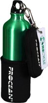 Aluminium fles 750 ml set groen/zwart