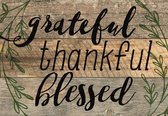 Decoratief Beeld - Sign Grateful Thankful Blessed - Hout - 316europe - Bruin