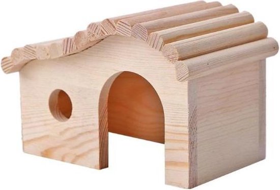 Bloody nabootsen pen Luxe houten huisje voor knaagdieren - Hamster huisje hout - Blokhut -  Speelhuis -... | bol.com