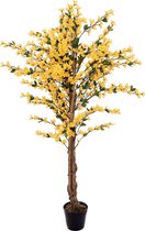 Europalms - Kunstplant - Fruitboom of met Kunstbloemen - Kunstplanten voor binnen en buiten - Forsythia 3 trunks yellow 150cm