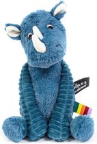 Les Deglingos Knuffel Neushoorn Blauw 35 Cm