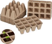 Relaxdays kweekpotjes - biologisch afbreekbaar - stekpotjes - turfpotjes - 5cm - tray