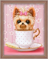 Diamond painting - Hond/Puppy - Hondje in mok - 40x30cm