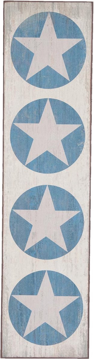 Tekstbord | 20*3*80 cm | Wit | Hout | Rechthoekig | Sterren | Clayre & Eef | 5H0213
