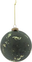 Clayre & Eef Kerstbal Ø 10 cm (set 2) Groen Glas Rond Kerstboomversiering Kerstversiering