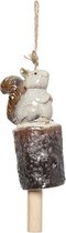 Clayre & Eef Windgong Eekhoorn Ø 10*32/44 cm Bruin, Beige Keramiek Windorgel Wind Chimes Wind Gong