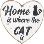 Clayre & Eef Tekstbord 25*25*0.5 cm Meerkleurig Metaal Home Cat Wandbord Quote Bord Spreuk