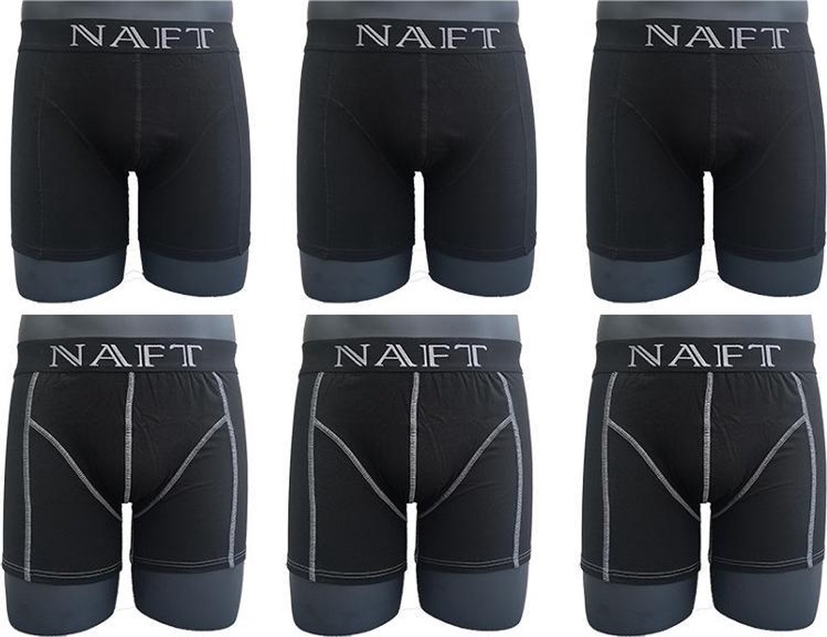 6 stuks katoenen NAFT zwarte boxershorts maat XXL