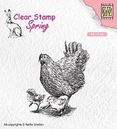 SPCS015 Clear stamp Nellie Snellen - spring/Easter Mother hen with her chicks - stempel kip met kuikens - Pasen