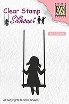 SIL045 Clear stamps silhouette - meisje op schommel - Nellie Snellen stempel schommelen