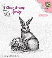 SPCS013 Nellie Snellen Clear stamps - spring/Easter Easter hare with basket - stempel paashaas met mandje
