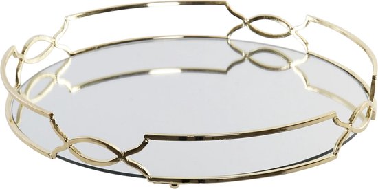 Mirror Tray Luxurious Rond- Metalen spiegel dienblad – Goud – Ø 29 x H 5 cm  | bol.com
