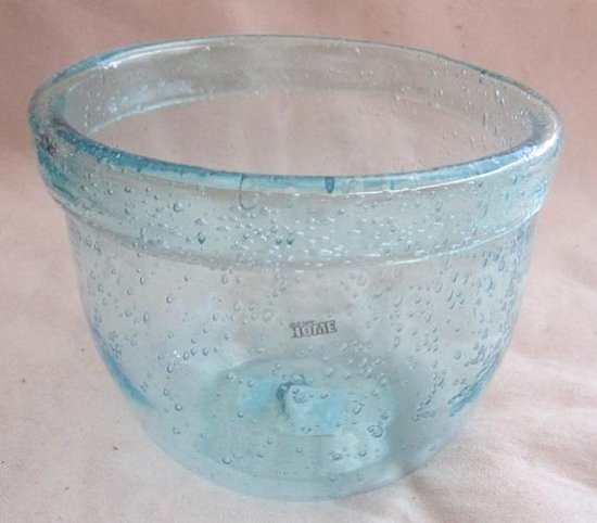 Pot décoratif transparent bleu clair en verre épais, pour plante, bougie  etc. 13 x 15