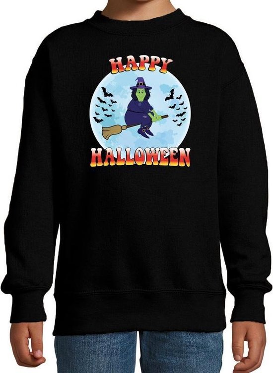 Halloween Happy Halloween heks verkleed sweater zwart voor kinderen - horror heks trui / kleding / kostuum 110/116