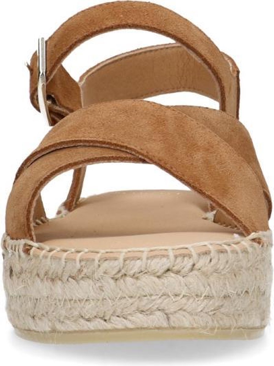 Manfield - Dames - Cognac sandalen met plateauzool - Maat 40 | bol.com