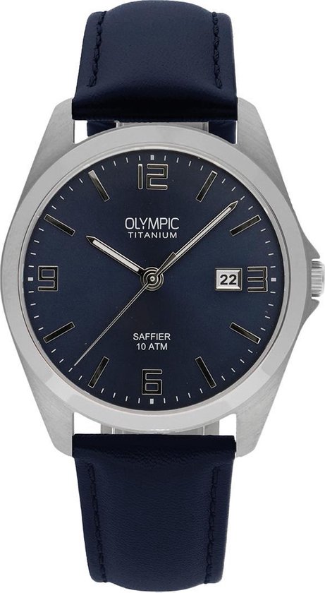 Olympic OL26HTL203 Bergamo Horloge - Leer - Blauw - 38mm | bol.com