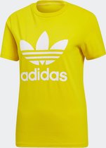 adidas TREFOIL TEE Dames Shirt - Yellow - Maat 36