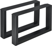 Tafelpoot - Meubelpoot - Set van 2 stuks - Staal - Zwart - Afmeting (LxBxH) 64 x 8 x 40 cm