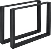 Tafelpoot - Meubelpoot - Set van 2 stuks - Staal - Zwart - Afmeting (LxBxH) 90 x 8 x 72 cm