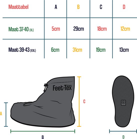 Feet Tex Regen Overschoenen - Duurzaam - Anti Slip - Waterdicht - Feet-Tex