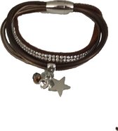 Petra's Sieradenwereld - *Leren armband donkerbruin met magneetsluiting