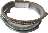 Petra's Sieradenwereld - *Leren armband lichtblauw met magneetsluiting (1004)