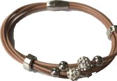 Petra's Sieradenwereld - *Leren armband taupe met magneetsluiting (1030)