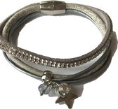 Petra's Sieradenwereld - *Leren armband grijs met magneetsluiting  (1022)