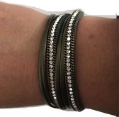 Petra's Sieradenwereld - Leren armband wikkel groen XL met magneetsluiting