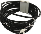 Petra's Sieradenwereld - *Armband zwart met magneetsluiting en sterretjes (29)