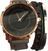 Petra's Sieradenwereld - Horloge met leren armband grijs