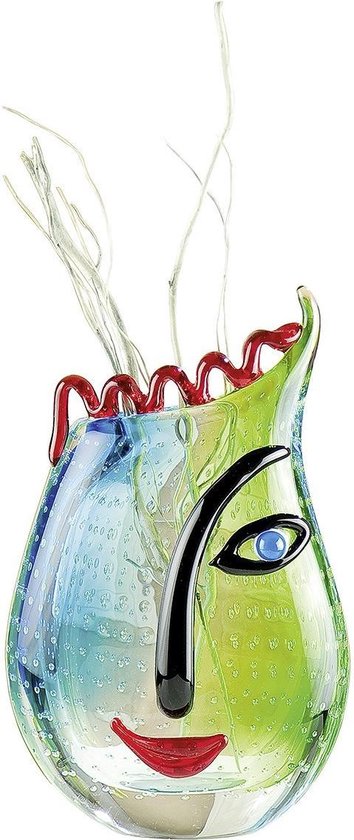 Design vaas - decoratie vaas - vaas met gezicht bleu