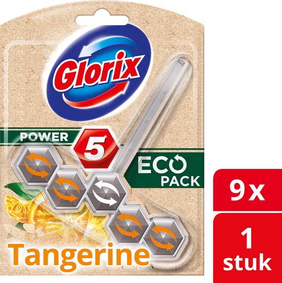 Glorix Power 5 Wc Blok Eco Tangerine - 9 stuks - Voordeelverpakking