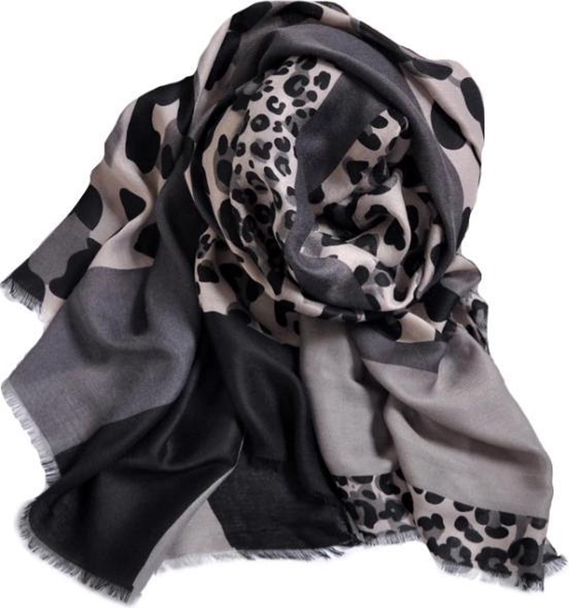 Leopard Sjaal | Grijs Luipaard | Katoen / Polyester | 180 x 90 cm