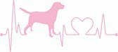 Roze Labrador retriever sticker - love my dog - liefde voor de hond autosticker - 8 x 18 cm