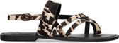 Sacha - Dames - Zwarte sandalen met koeienprint - Maat 40