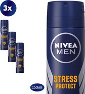 NIVEA MEN Stress Protect Deodorant Spray - 3 x 150 ml - Voordeelverpakking