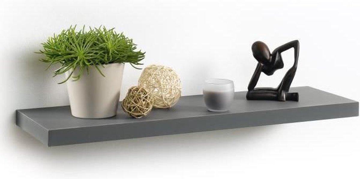 CLEO zwevende plank - L 75 x B 22,8 x H 3,4 cm - houtskoolgrijs