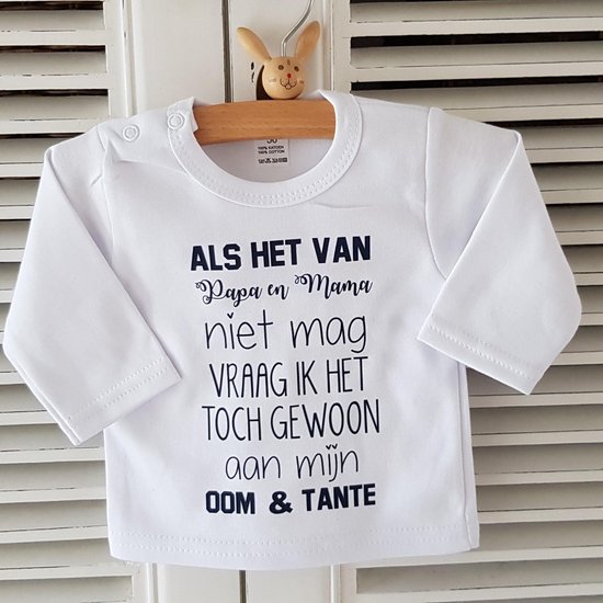 shirt oom en tante vraag baby shirt tekst voor jongen of meisje cadeau  aankondiging... | bol.com